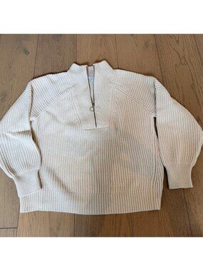 Closed Organic Cotton Ribbed Half Zip Sweater Ivory Size XS